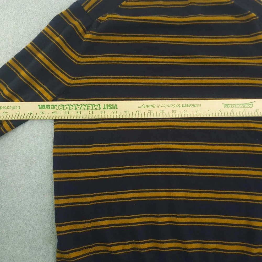 Banana Republic Sweater Mens L Blue Merino Wool Crewneck Knit Pullover Striped